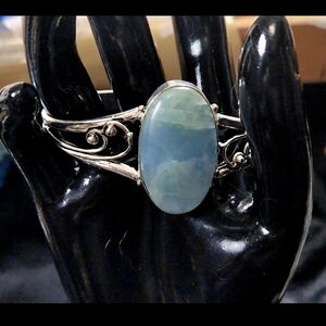 Artisan Silver Cuff Bracelet/Stunning, Natural Oval-Shaped Quantum Quattro Cabo.